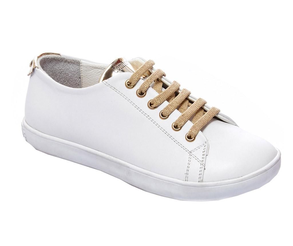 Pantofi sport dama Klara White Gold 37 – Comfortfüße, Alb,Galben & Auriu Comfortfüße